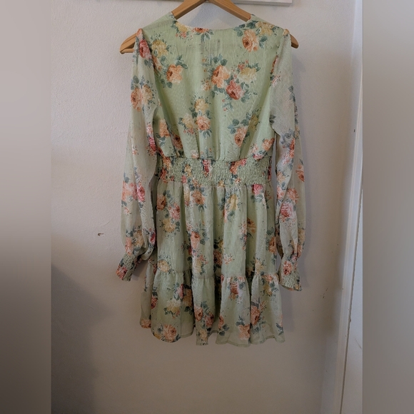 Lumiere Floral Green Mini Dress - Picture 2 of 4